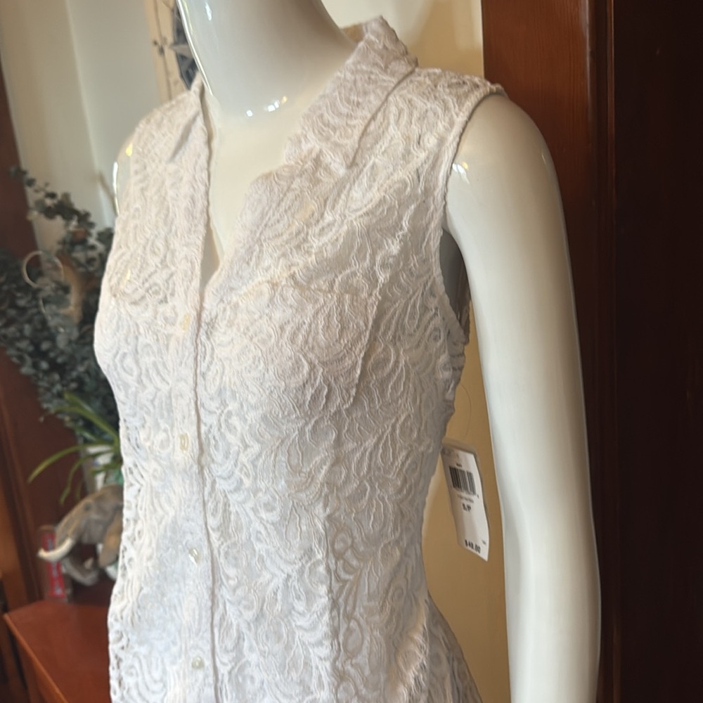 NWT Style&Co size small 2pc set White Lace Sleeveless Top